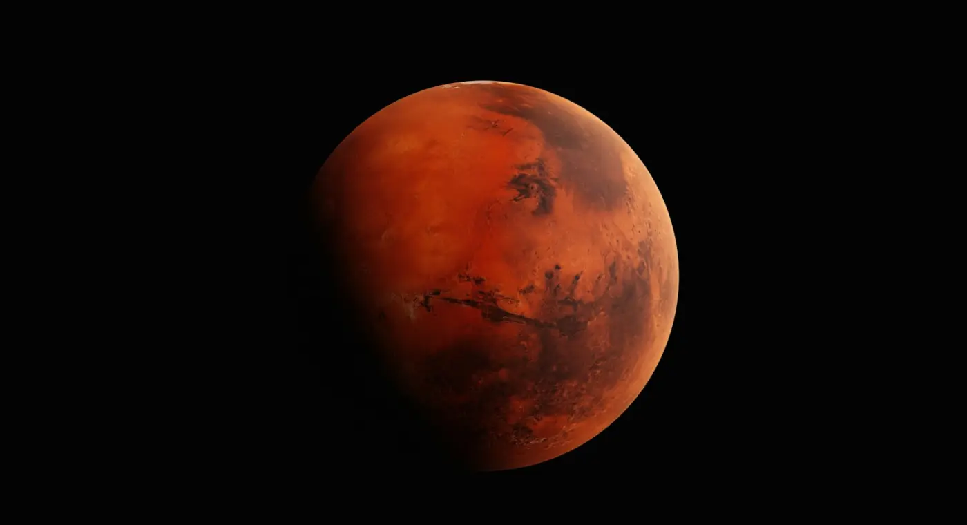 Superfície avermelhada do planeta Marte