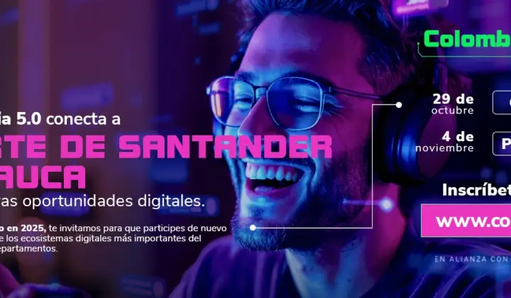 Participante do Colombia 5.0 diante de um computador